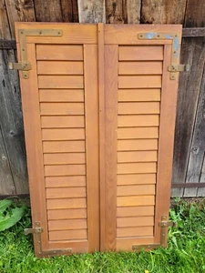 1 Paar Fensterladen - Holz - gebraucht - Höhe 128,5 cm - Breite 39,5 cm - Bild 1 von 14