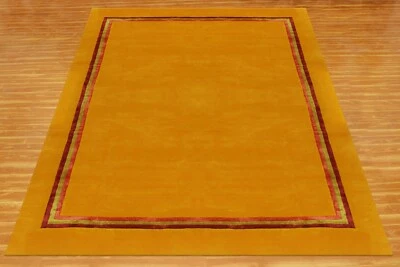 Alfombra moderna acolchada a mano naranja de lana y seda alfombra para sala de estar dormitorio 4x6 pies Foto 1 de 4