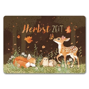 Tier des Waldes Fußmatte in 35x50 cm ohne Rand mit Spruch Herbstzeit - Bild 1 von 6