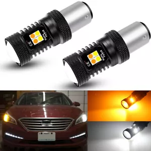 1157 BAY15D White/Amber LED Switchback Turn Signal Light Bulbs For Hyundai Kia - Picture 1 of 12