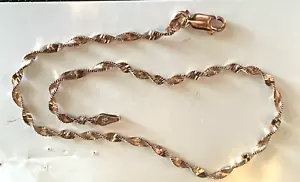 Italy "KA 1772" .925 Sterling Silver Singapore Style Chain Bracelet/Anklet 9" - Picture 1 of 4