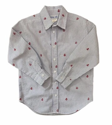 Camisa Kelly's Niños Niño Azul Seersucker Abotonada Talla M 7-8 Foto 1 de 4