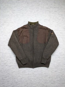 Beretta Windstop Lined Taupe Wool Full Zip Sweater Shooting Hunting Jacket Sz M - Picture 1 of 10