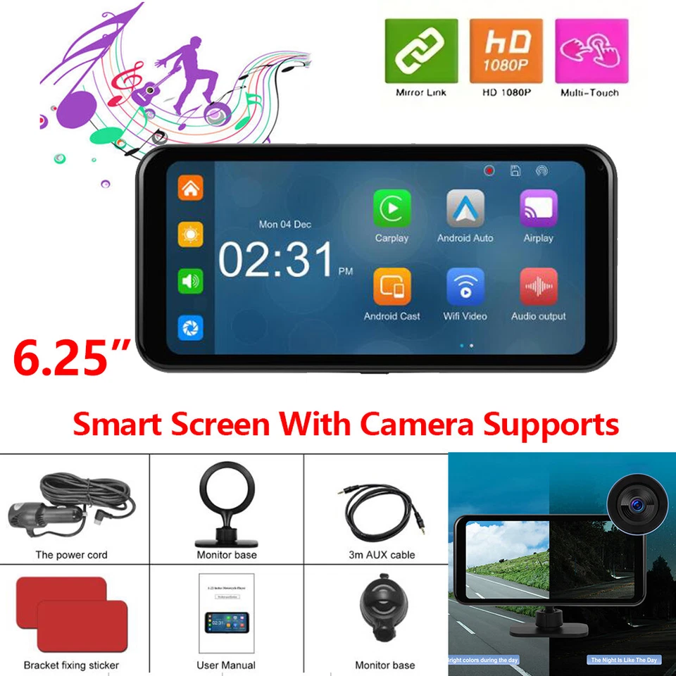 Reproductor inteligente portátil con pantalla DVR de 6,25" compatible con cámara trasera Android automática compatible Foto 1 de 4
