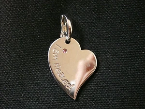 Vintage Sterling Silver "I Am Healing" Dainty Heart Pendant. Make Offer! #805 - Picture 1 of 5