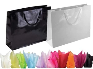 Glossy Gift Bags Deluxe Boutique Style with Tissue Paper for Gift Retail Xmas - Picture 1 of 5