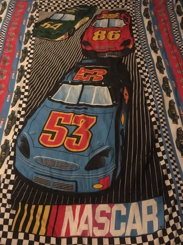 Vintage Nascar Full Size Bed Fabric Cars Rare Cartoon 63 86 53 64 Comforter Cover