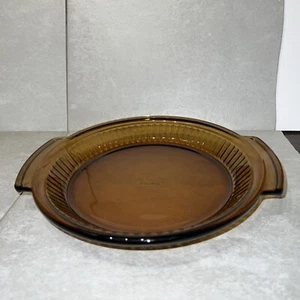 Anchor Hocking Fire King 9 inch Pie Plate Dish #1460 Amber Brown Glass Ribbed✅ - Picture 1 of 5