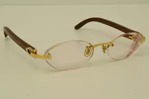Authentic Cartier Sunglasses Vintage 19 135b Bubinga Wood Rimless GP Frames - Picture 1 of 13