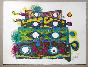 Hundertwasser, Die Augen des Machu Picchu, Lithographie, 1966, handsigniert numm - Bild 1 von 1