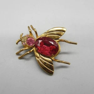 Vintage Coro Käfer Brosche Strass rosa rot - Bild 1 von 6