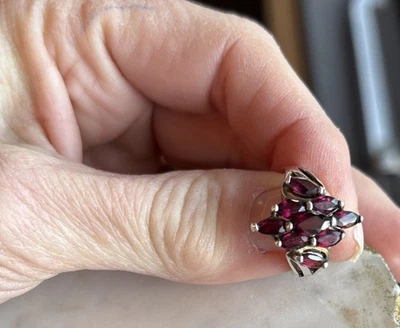 Anel aglomerado vintage Avon prata esterlina 925 JJJ granada rodolita tamanho 8 - Imagem 1 de 4
