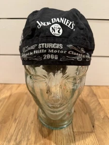 2006 Jack Daniels Sturgis Durag Bandana Head Wrap Cravate Cap chiffon crâne casquette motard - Photo 1/9