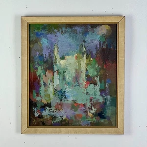 Pintura abstracta original vintage al óleo sobre tabla del artista neoyorquino Aldo Rubano - Imagen 1 de 7