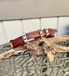 RARO J.DEEGAN Cinturón Navajo Occidental PLATA ESTERLINA Cuero Tooled Hecho a Mano con Cuentas - Imagen 1 de 11