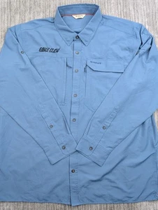 Simms Fishing Shirt Men's 2XL Blue Button Up Long Sleeve Vented Performance - Picture 1 of 21