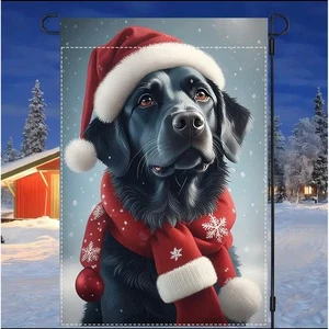 Weihnachten schwarz Labrador Hund Garten Flagge Winter Urlaub Deko Weihnachtsdeko - Bild 1 von 4