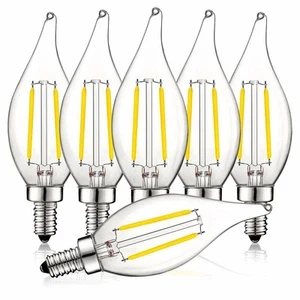 Luxrite 4W Vintage Candelabra LED Bulb Dimmable 4000K 400lm Flame Tip E12 6-Pack - Picture 1 of 7