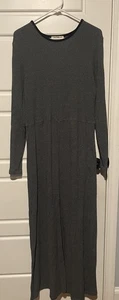 Eddie Bauer Waffelstrick Thermo Langarm Maxikleid Small Tall grau bescheiden - Bild 1 von 5