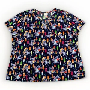 Disney Lilo and Stitch Scrub Top Shirt Womens Plus 3X Summer Pockets Medical - Picture 1 of 9