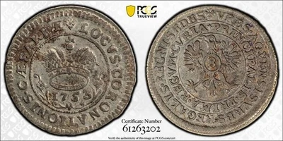 1753 Germany Aachen 8 Mark PCGS AU58 Lot#G1280 Silver! Top Graded! Very Scarce! - Image 1 of 4