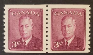 Stamps Canada Mint: #299 3c rose violet Geo. Vl with "P&P"  coil pair  VF MNH - Picture 1 of 1