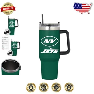 40oz New York Jets Insulated Mug with Straw - Perfect Game Day Companion - Picture 1 of 8