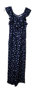 Justice- Ribbed Floral Jumpsuit- Girl's- 16/18- Blue- Pockets - Picture 1 of 19