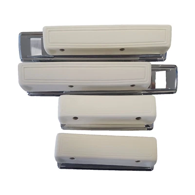 Dodge Charger Polara Fury 1966-1970 4 almohadillas de reposabrazos blancas y 4 bases cromadas - NUEVO Foto 1 de 4