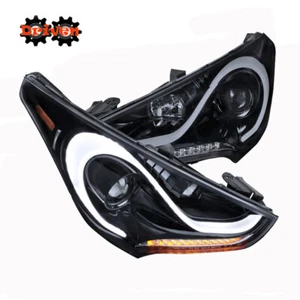 For 12-17 Hyundai Veloster Smoked Projector Headlight Sequential Signal LED DRL - Picture 1 of 5