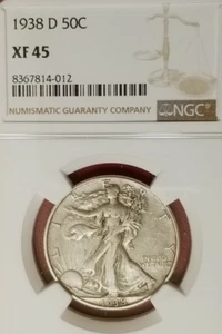 NGC XF-45! 1938-D WALKING LIBERTY HALF - Picture 1 of 3