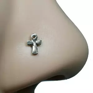 Ankh Nose Stud Egyptian Life Symbol Osiride 22 g (0,6 mm) Silver 925 Ball End... - Foto 1 di 24