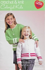 Colorful Kids ~ 7 Knit & Crochet Patterns ~ Red Heart Sport ~ Coats & Clark - Picture 1 of 9