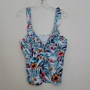Time & Tru Floral Hawaiian Floral Print Tankini Top Only 16/18 XL - Picture 1 of 11