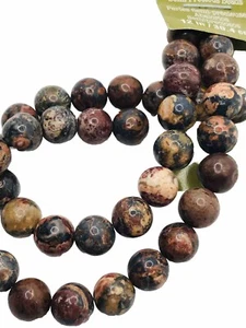 Round Leopard Jasper Round Beads 8mm Qty: 38 - Picture 1 of 2