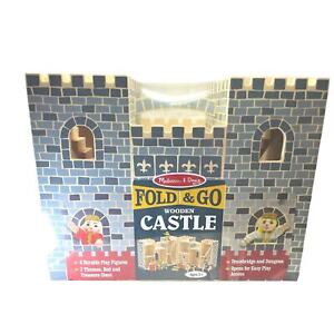 MELISSA & DOUG FOLD AND GO WOODEN CASTLE WITH HANDLE NEW SEALED 3702 FIGURES 