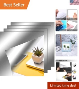 Elegant Self-Adhesive Non-Glass Mirror Tiles - 12x12, Set of 4 for Home Decor - Picture 1 of 9