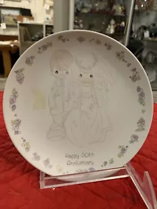precious moments happy 50th anniversary porcelain commemorative plate - Picture 1 of 12