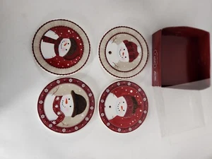 St Nicholas Square Warm Wishes Drink Coaster Set 4Pc Snowman Ceramic Cork New - Picture 1 of 10