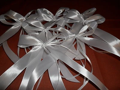 10 Antennenschleifen, Deko Schleifen, Hochzeit, Autoschmuck,- Türschmuck - weiß  - Bild 1 von 3