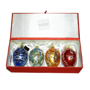 Joan Rivers Faberge ispirato uovo ornamenti in vetro gioiello set di 4 in scatola - Foto 1 di 14