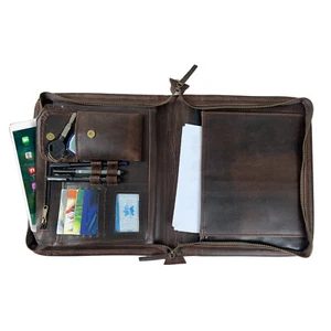 Buffalo Leather File folder Business Padfolio iPad Holder Document Organizer - Picture 1 of 6