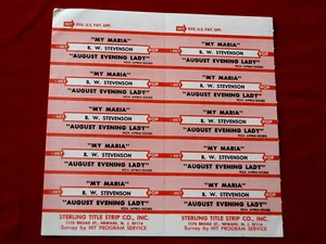 B.W. STEVENSON~ MY MARIA~AUGUST EVENING LADY~ RCA ~ JUKEBOX  TITLE STRIPS - Picture 1 of 1