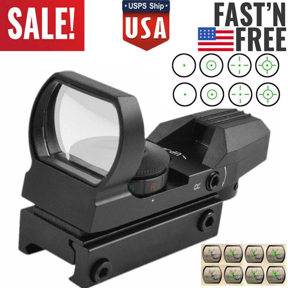 Red Green Dot Sight Reflex Holographic Scope Tactical Rifle 20mm Rails Mount USA