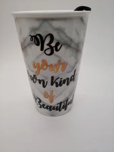 Taza de viaje cerámica Be You Own tipo de hermosa tapa de peso pesado para microondas - Imagen 1 de 5