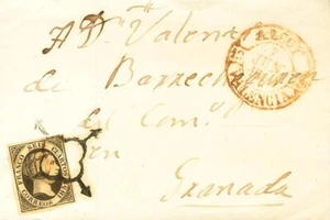 Comunidad Valenciana. Historia Postal. SOBRE 6. 1851. 6 cuartos negro. ALCOY a - Imagen 1 de 2