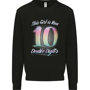 10 Year Old Birthday Girl Double Digits 10th Kids Sweatshirt Jumper - Picture 1 of 82