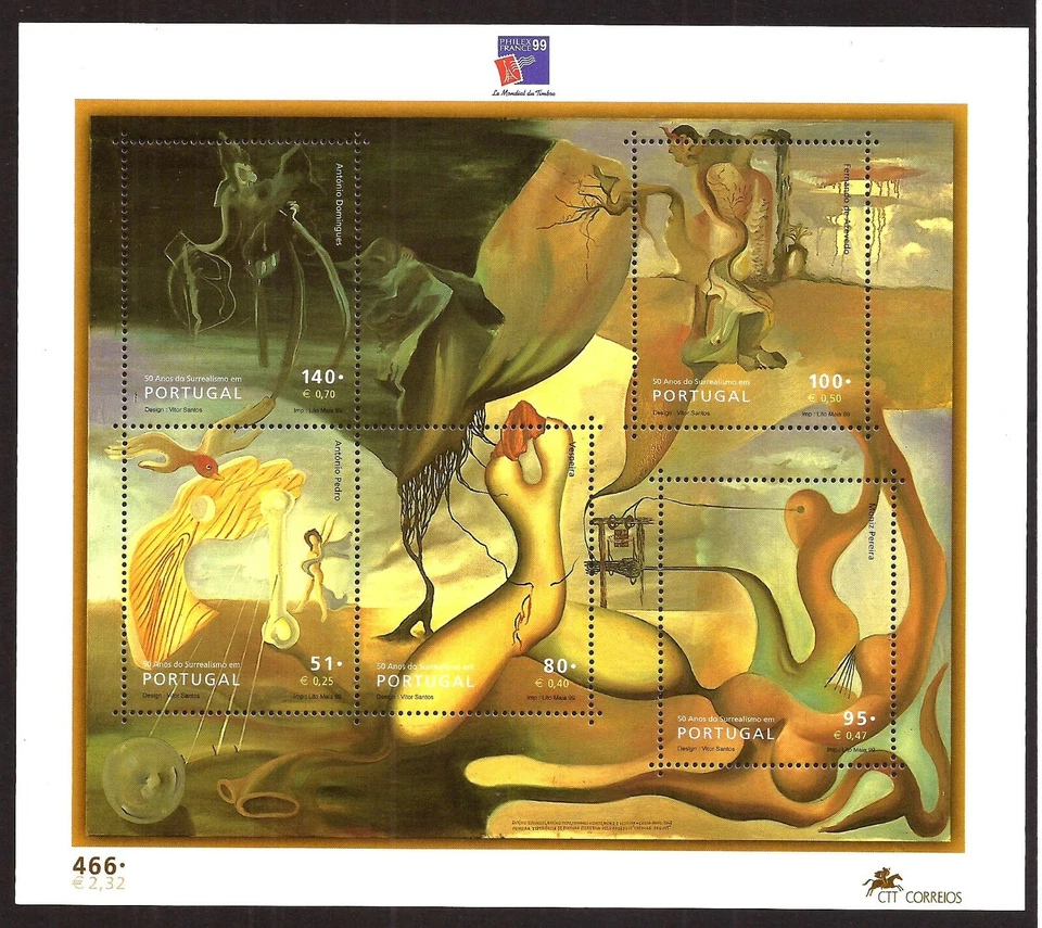 [219] Portugal, 1999, Bloque MNH** Surrealismo, Pinturas Foto 1 de 1