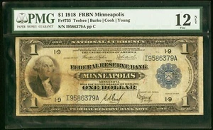 1918 $1 FRBN Minneapolis Minnesota Teehee/Burke/Cook/Young F PMG12 *Restoration* - Picture 1 of 2