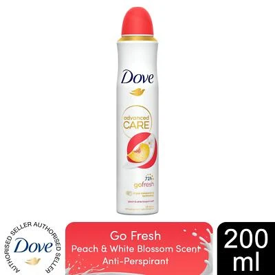 Dove Advanced Care Go Fresh AntiPerspirant Spray Peach & White Blossom, 200ml - Image 1 of 4
